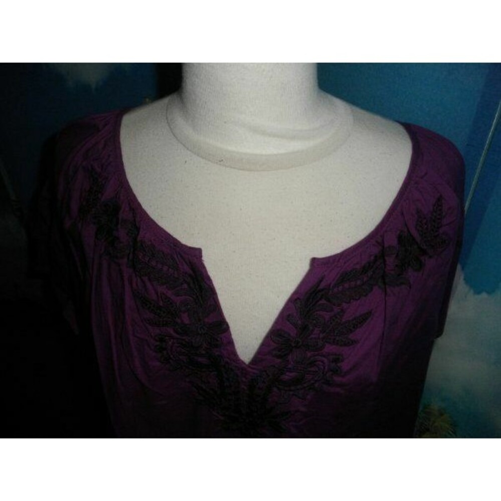 NEW by BASIC EDITIONS, GORGEOUS PURPLE PEASANT BLOUSE, TOP, SHIRT  PLUS SIZE 2X - Picture 6 of 12